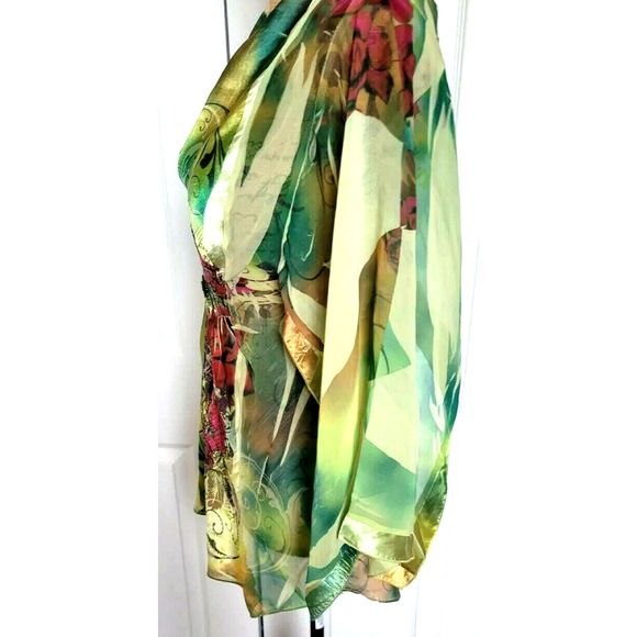 B.L.E.U. Tunic Multicolored 3/4 Open Sleeve Sheer - Picture 5 of 8